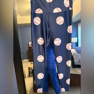Goldsheep Navy and Pink Baseball Leggings